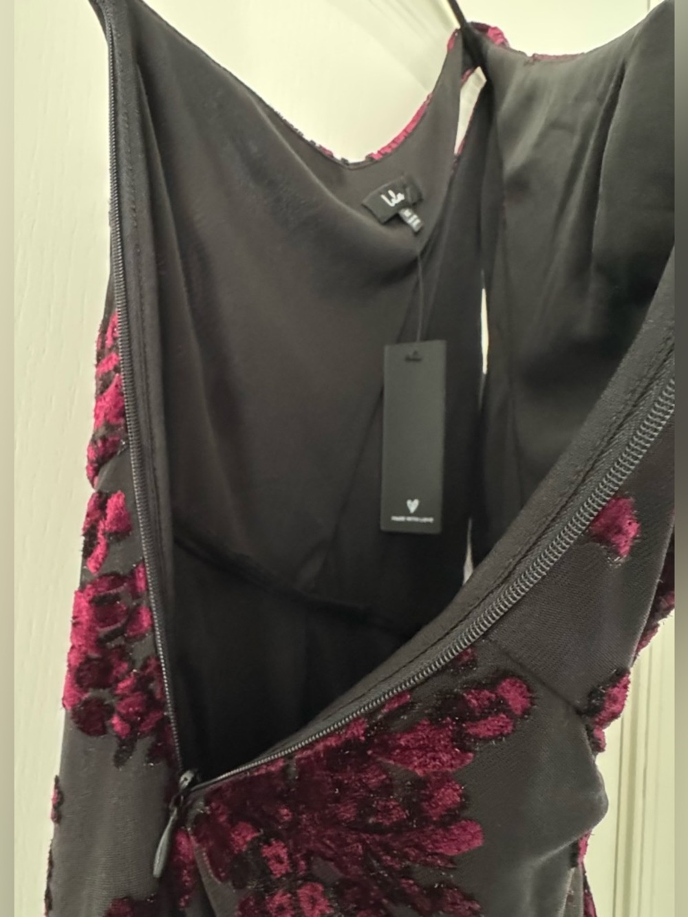 One-Shoulder Black Floral Burnout Midi Dress - NWT - Picture 8 of 9